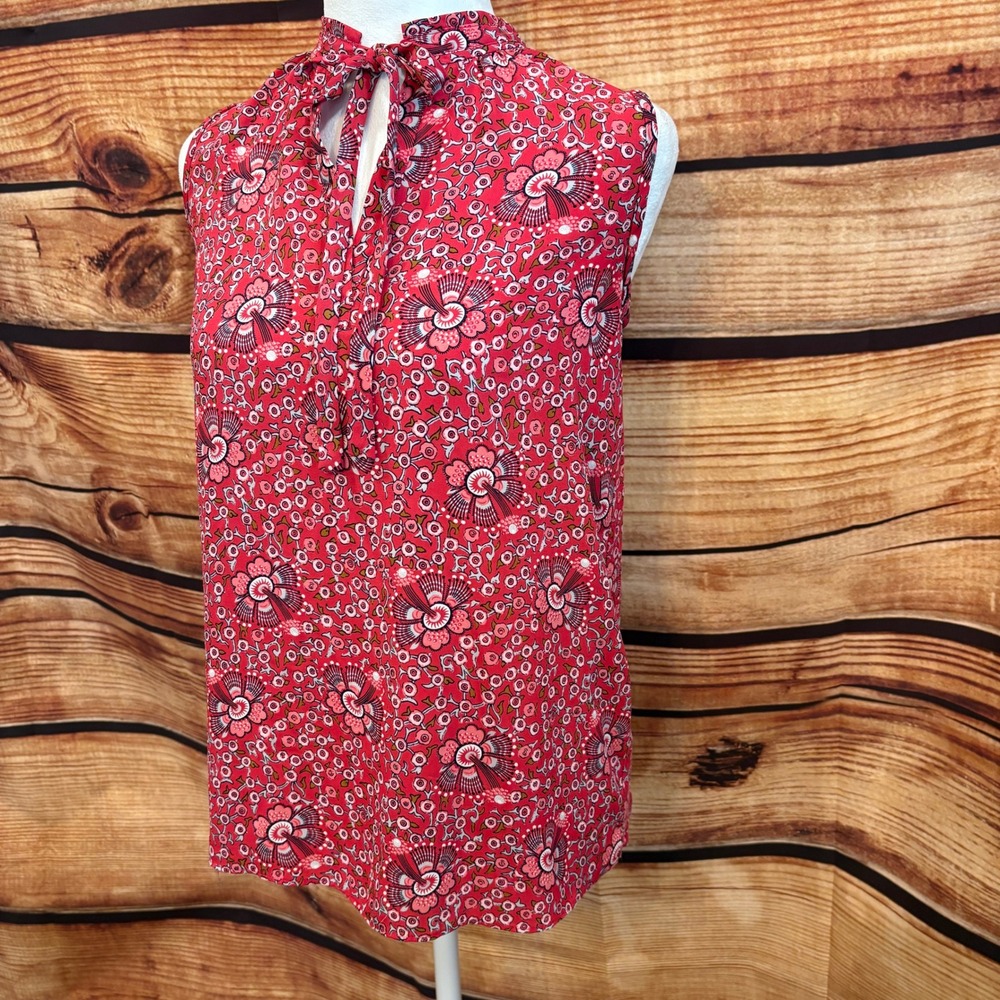 Ann Taylor LOFT Womens Red Hankerchief Lightweight Sleeveless Top Sz XXSP